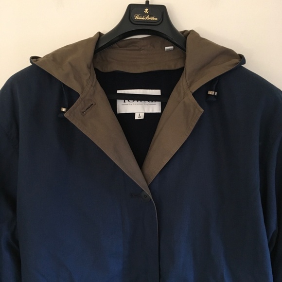 NWT Towne by London Fog Navy Blue Trench Coat, Coat Removable Liner Womens Sz L - Picture 2 of 16